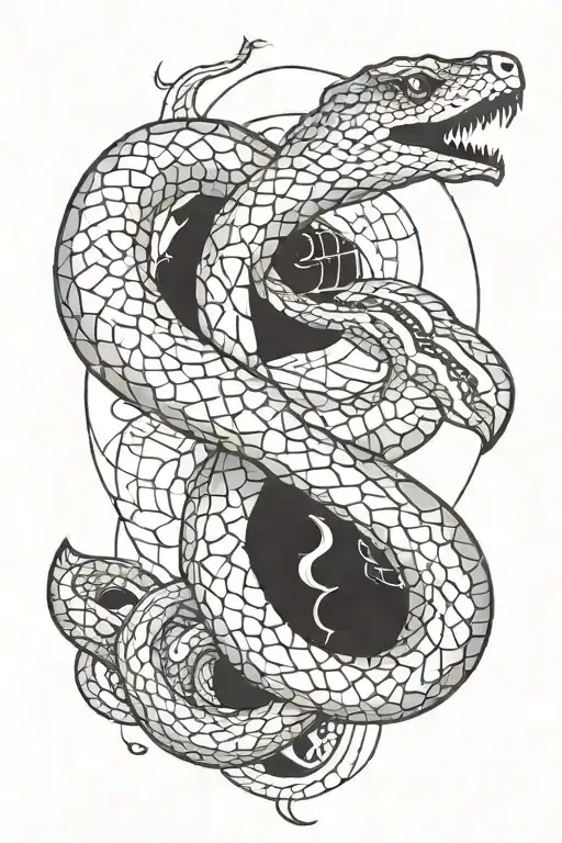 Snake And Crescent Moon