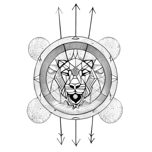 Spear With Moon Phases And A Lion