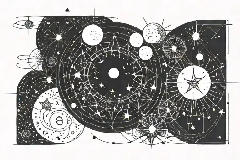 Full Moon And Stars And Small Sun