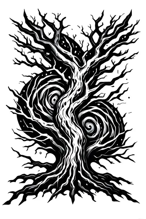 Tree Made Of Lightning Storm