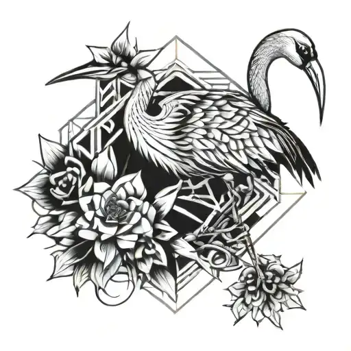 Crane Bird Tattoo Hand