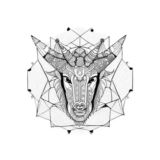 Mandala Geometric Capricorn Head