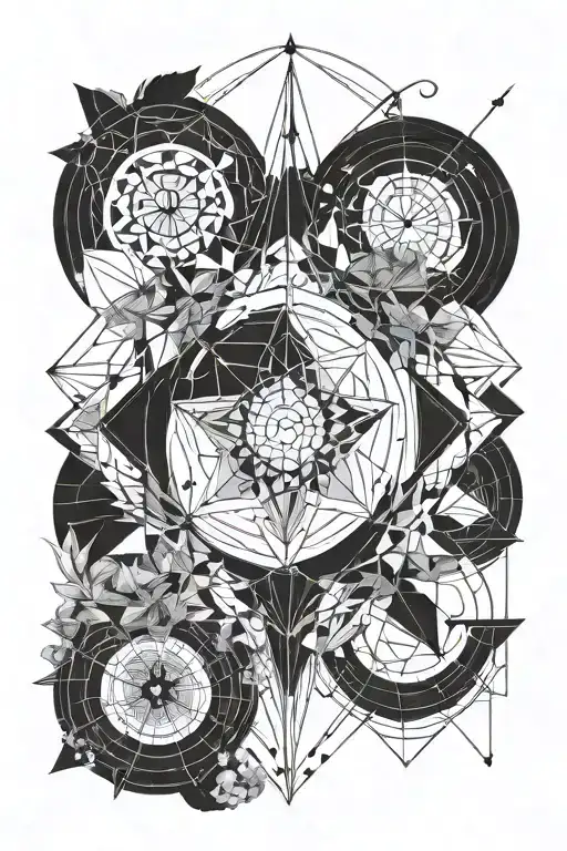 Geometric Design Inspired By Nature And Astrology Symbols