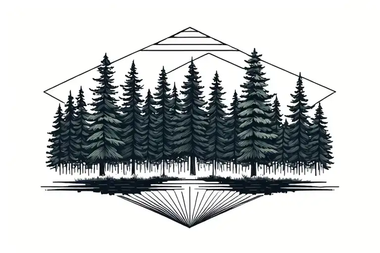 Nature Landscape With Evergreen Trees