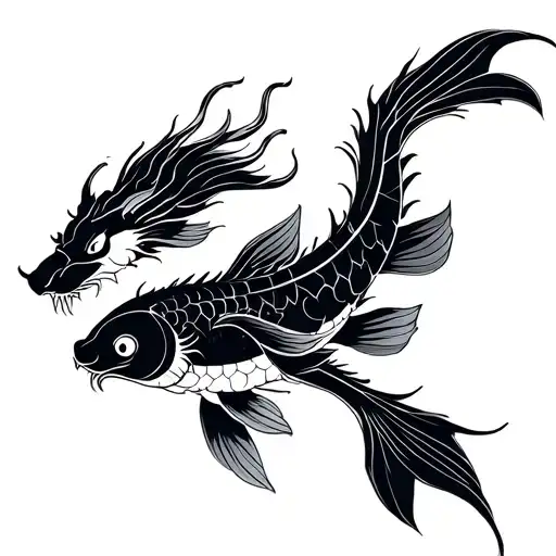 Dragon And Koi Fish