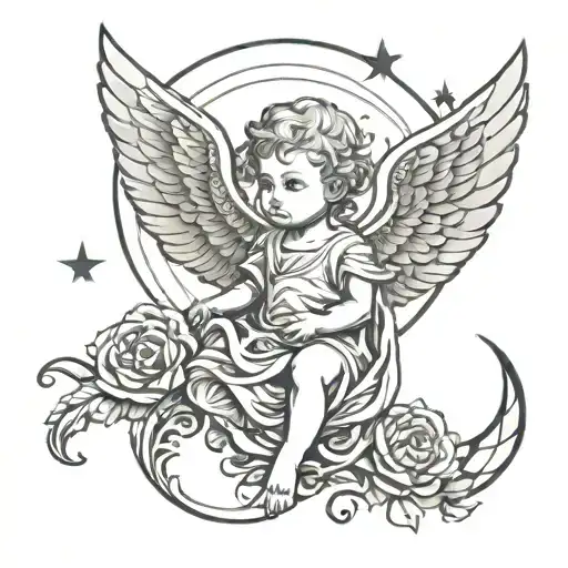 Baby Thankful Angel And Moon