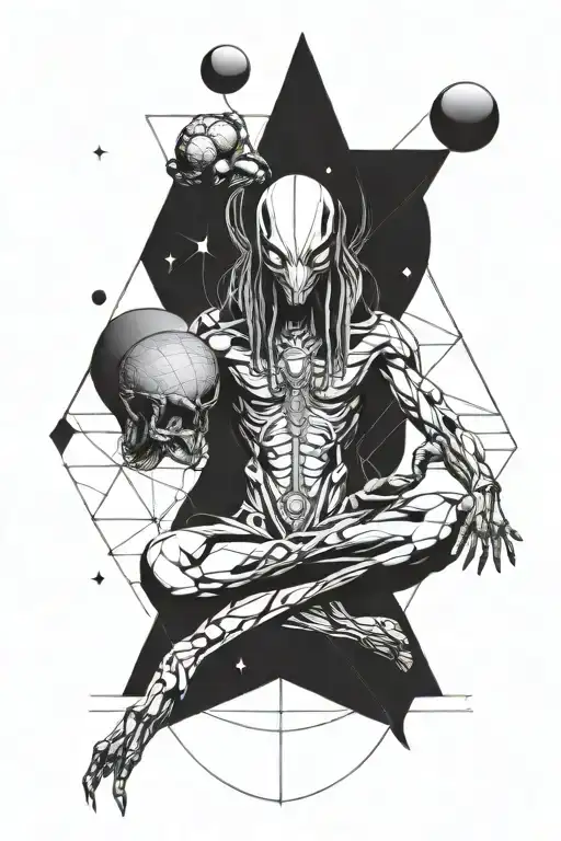 Alien And Shiva Sitting Planets