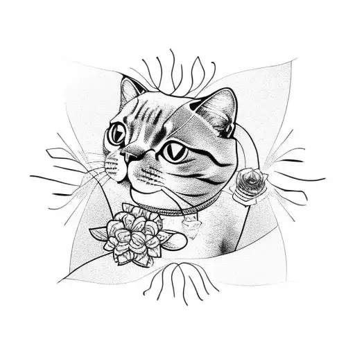 Cat Playing Putting Paw On Flower