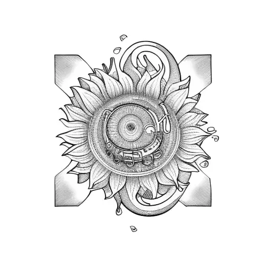 Baritone Saxophone Wrapped With Sunflower