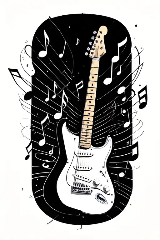 Finder Statocaster With Flamong Music Notes Floating