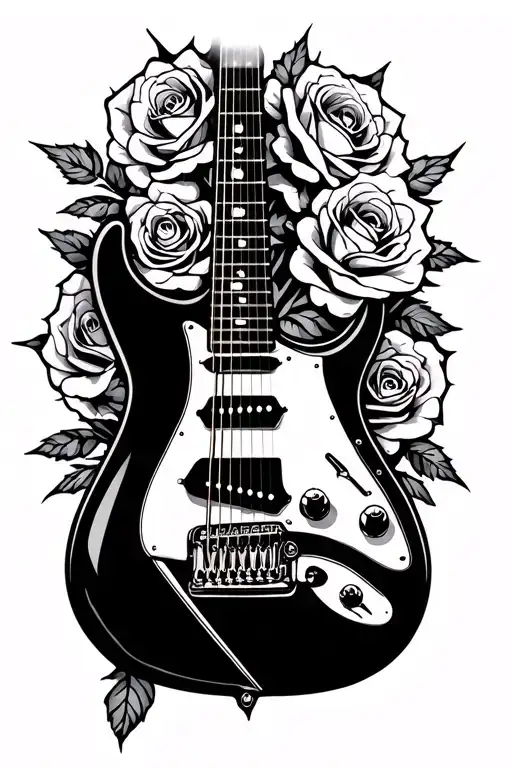 Finder Statocaster With Thorny Roses Intertwined