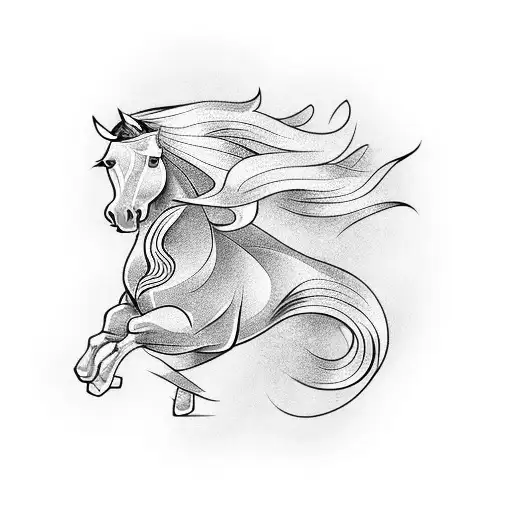 A Minimalist Tattoo Of A Horse Galloping Through Musical Notes In The Shape Of A Wave