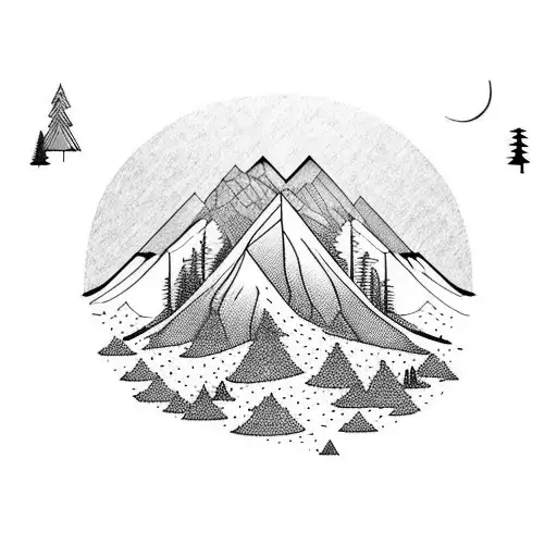 Mountain In Forest With A Path Going Towards The Peak