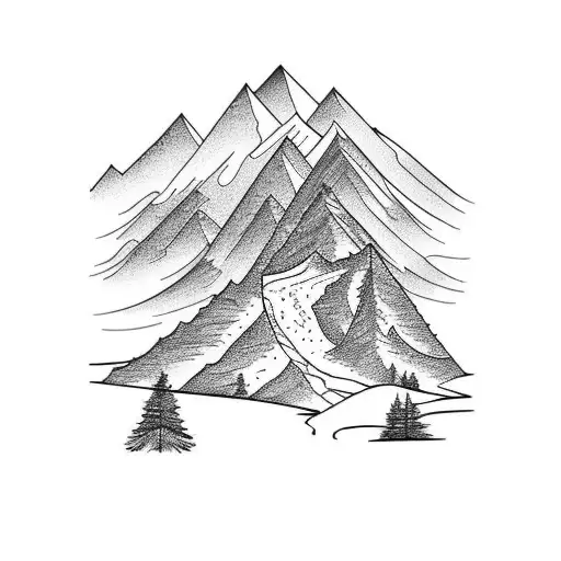 Mountain In Coniferous Forest With A Path Towards The Peak Of The Mountain