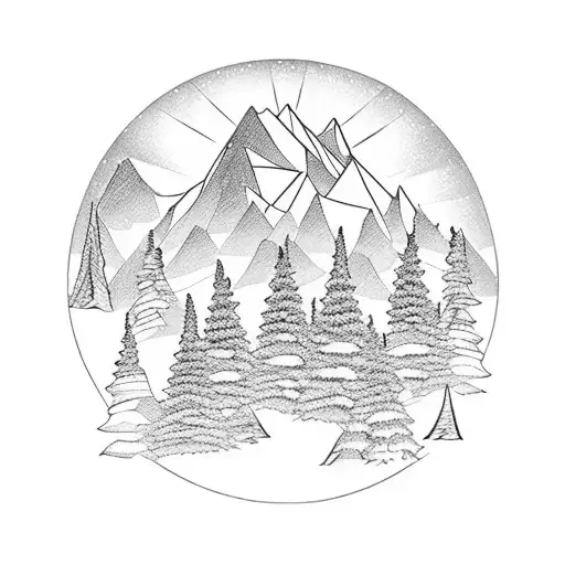 Mountain In Thick Coniferous Forest With A Path Towards The Peak Of The Mountain