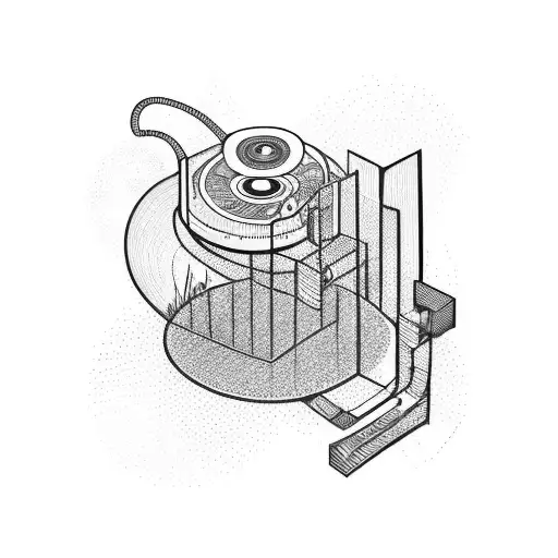 An Abstract Representation Of A Turntable With Vinyl Records And Sound Waves
