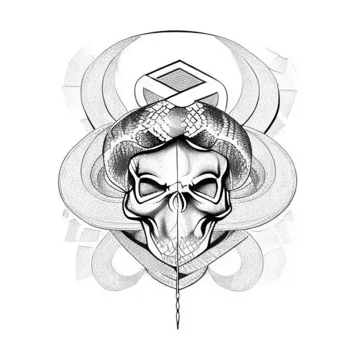 Snake In A Skull 20Cm
