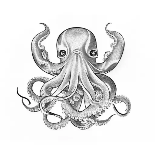 A Tattoo For My Arm Of An Octopus With The Colours Blue Red And White Cartoon Style