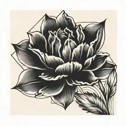 Post Card Stamp With Tulips Black