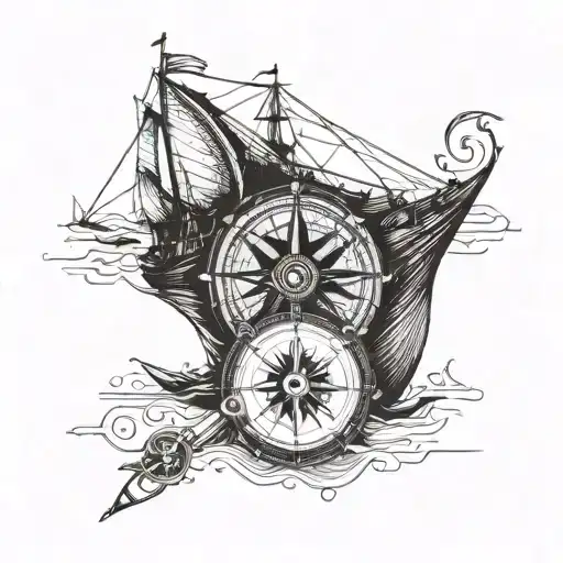 Compass And Boat Sailing