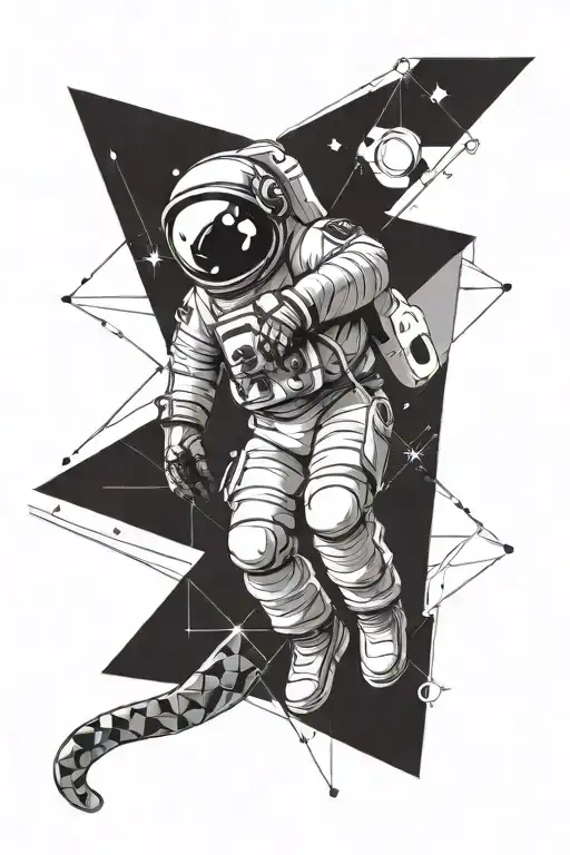 Maori Tattoo With Astronaut Floating