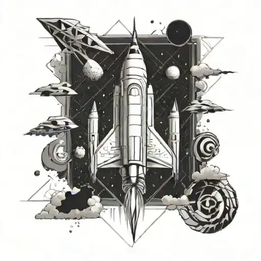 A Rocketship Flying To Heaven Gates