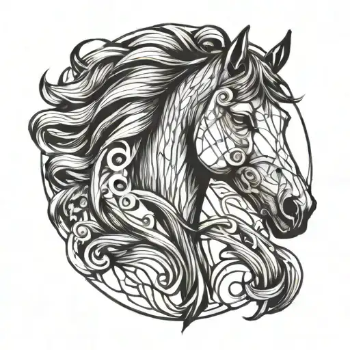 Horse Tattoo In Graphic Style Design
