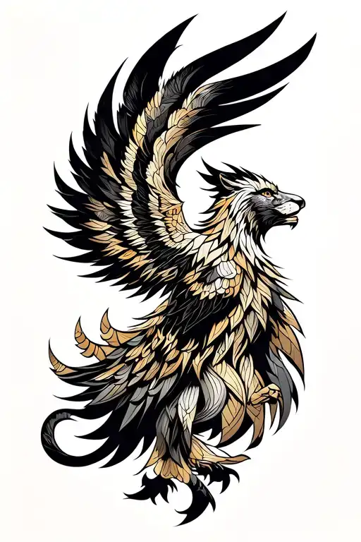 Phoenix Bird With Warrior Lion King
