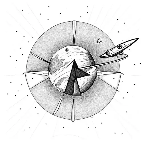 Paper Plane Flying Around The Space With Planets For Forearm