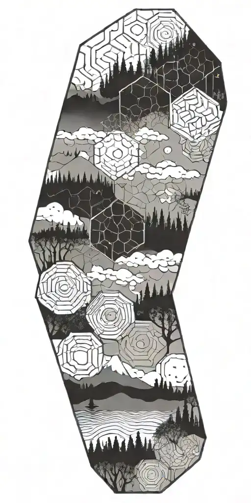 Hexagons In The Sky Above A Nature Scene Inspired