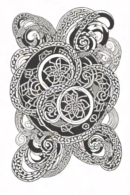 Double Infinity With Three Segments Of A Circle Surrounding