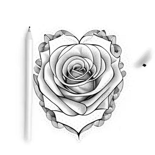 Heart And Rose And Clock