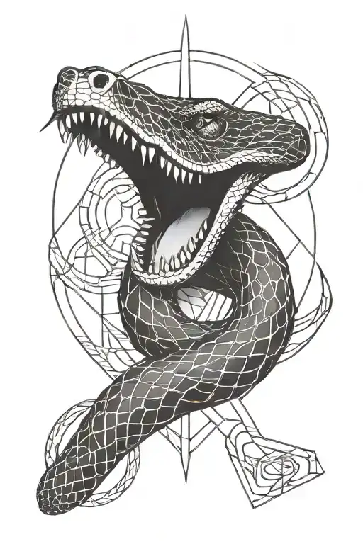 Snake With Open And Angry Mouth