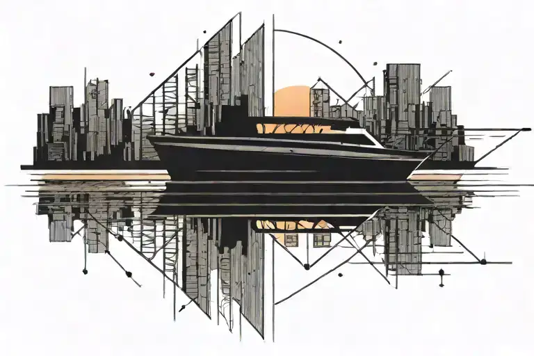 Sunset Scene With Speed Boat Anchored Down