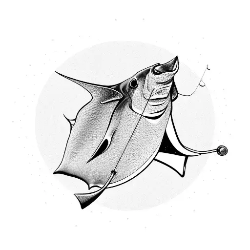 A Fishing Rod With A Manta Ray Silhouette Instead Of A Hook