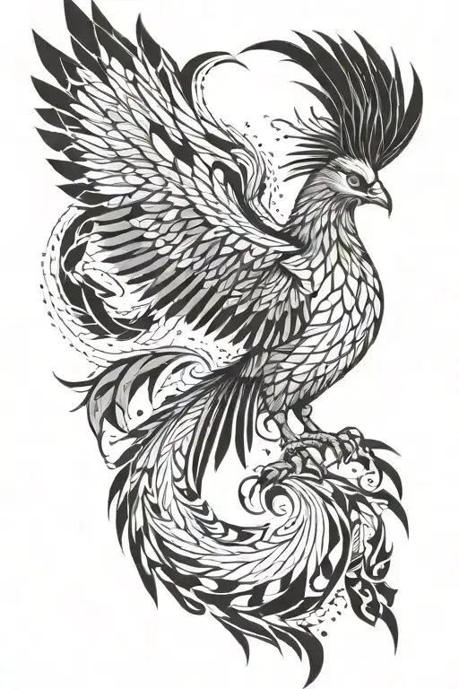 Phenix Bird Rising From Ashes