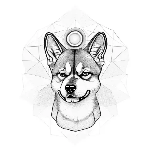 The Head Of A Shiba Inu Dog With The Third Eye Of Enlightenment Located On The Forehead