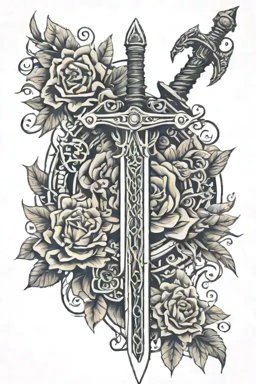 Sword With Flower Surrounded