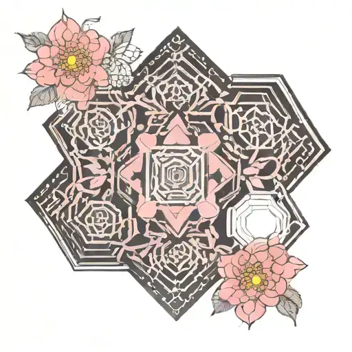 Japanese Pink Blossom With Adhd Molecule In The Shape