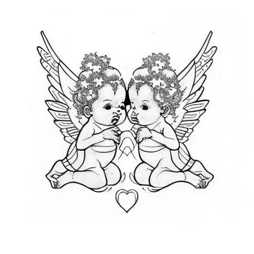 Baby Angels Siblings Kiss