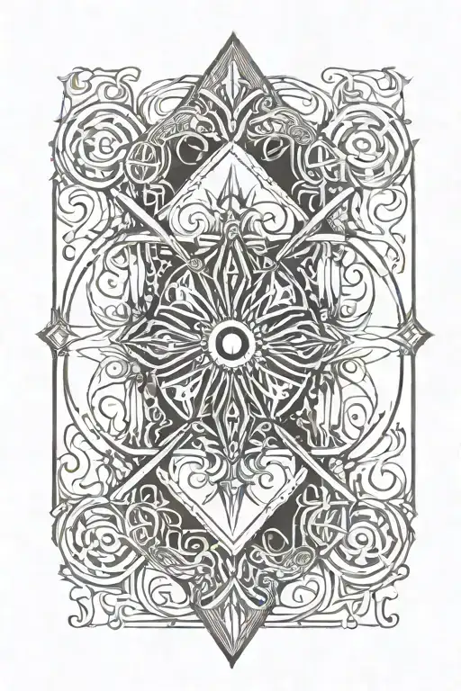 Fine Line Tatoo Of The Elden Ring Logo In A Playing Card