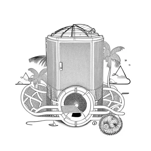 An Air Conditioner Unit Surrounded By Tropical Beach Elements