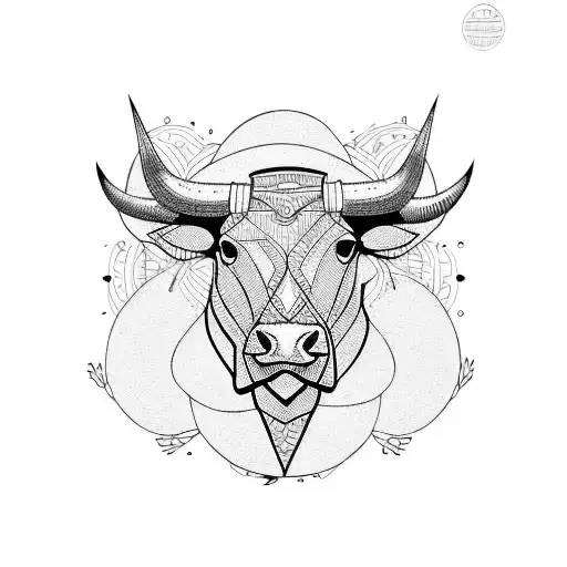 Linear Design Bull With Little Bird