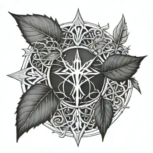 Gondor Crown And Leaves Of Lothlorian