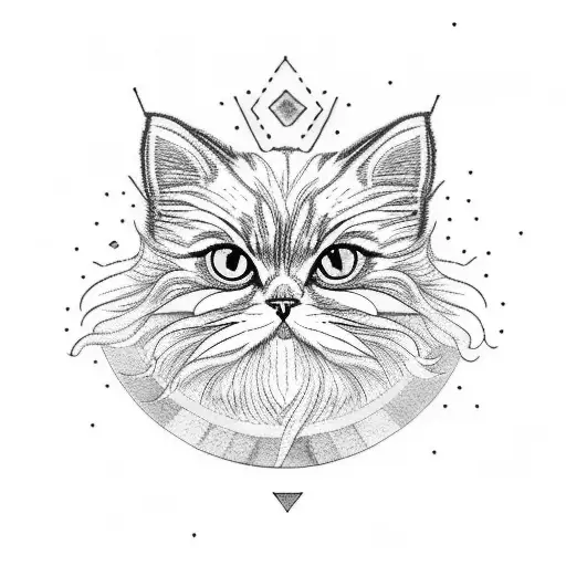 Persian Cat Walks On A Rainbow