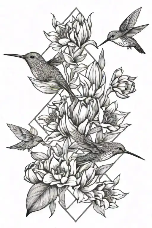 Hummingbird And Tulips