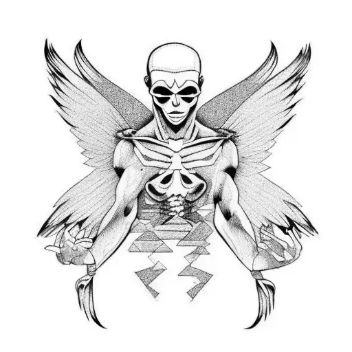 Fallen Angel With Hands In Both Sides