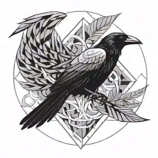 A Raven Flying With A Scythe In The Background Black And White