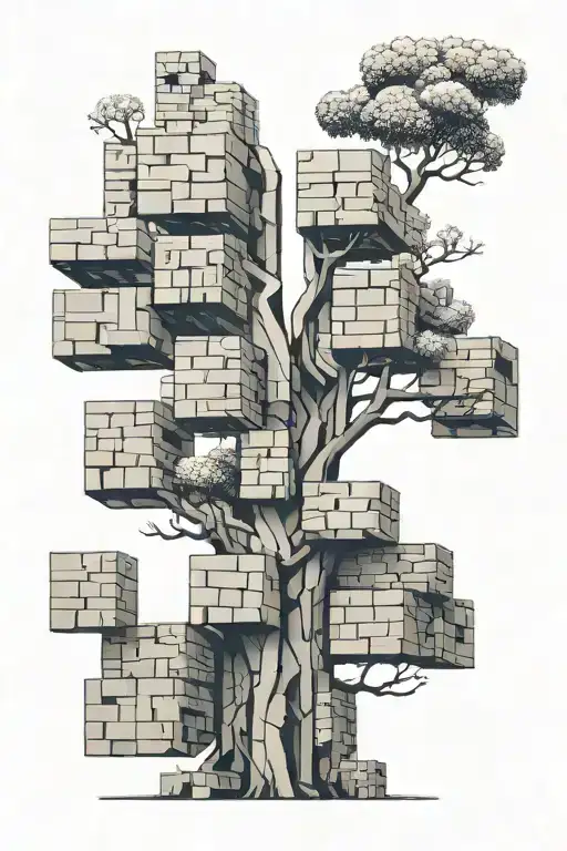 A Tall Tree Made Out Of Bricks