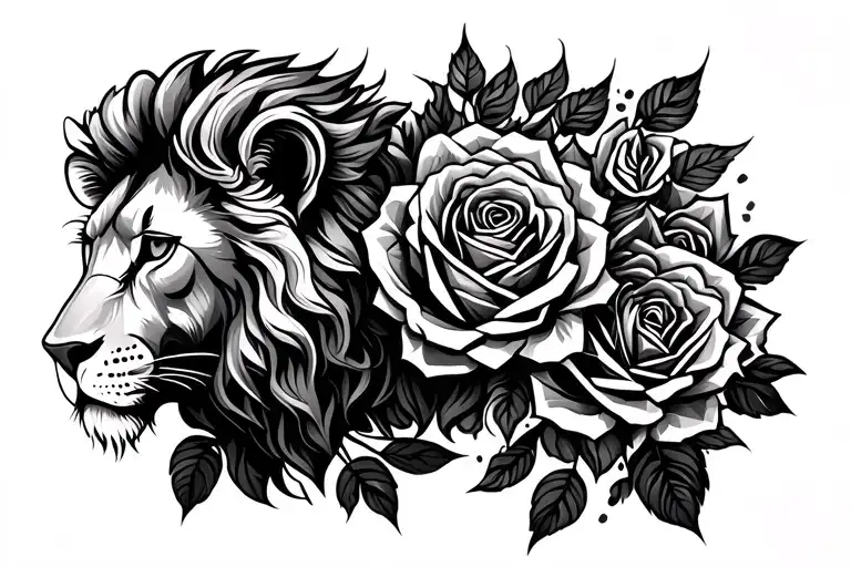 Lion And Roses